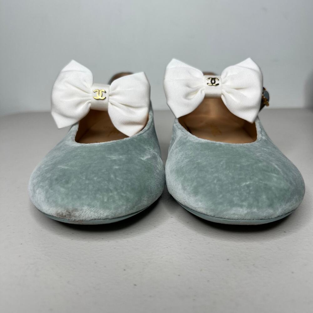 Chanel Velvet Ballet Flats Bow Métiers d'Art Size 38.5 - Picture 5 of 13